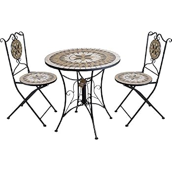 Amazon.de: Nostalgie Landhaus Sitzgarnitur Metall 1 Tisch ...