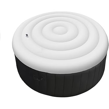 Hot Tub Cover Waterdichte Outdoor Draagbare Patio Ronde Opblaasbare Hot Tub Spa Cover Beschermer Badkuip Zwembad Stofhoezen (190 Zilveren Polyester Taft) (Zwart