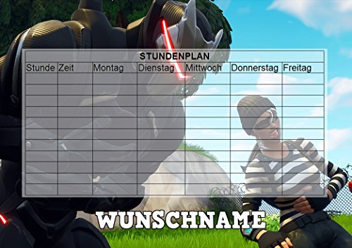 Preisvergleich Produktbild LL Fortnite Stundenplan mit Wunschnamen - abwischbar - Wiederverwendbar
