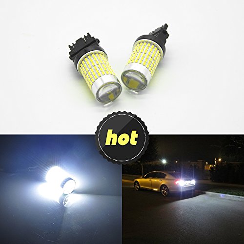 2?x 3157?144???4014SMD Xenon Blanco 3056?3156?3057?4157?Canbus LED Bombillas con proyector para copia de seguridad luces, luz de los intermitentes, luz de freno, luz trasera. Color blanco 6000?K