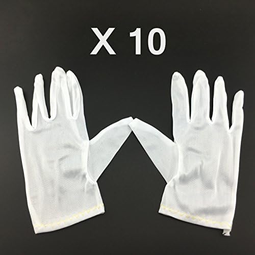 LONGXI 10 pair White Anti-static Full Finger Jewelry Watch Inspection Work Gloves for computer/electronic/working/repairing