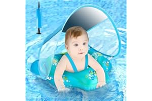ZZXLOPEZ Schwimmring Baby mit UPF50+ Sonnendach, Baby Schwimmring Aufblasbarer, Schwimmsitz Baby, Kinder Schwimmreifen, Baby Schwimmn Schwimmtrainer, Kleinkind Pool Schwimmring für Baby 6-36 Monate