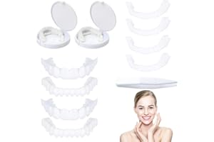 Aeuzwr 2 pares Dentaduras Postizas Instantáneas, Carillas Dentales, Dientes Postizos Temporales, Dentadura Postiza Perfecta, Dentaduras Postizas Ajustables, Dientes Postizos, para Hombres Mujeres