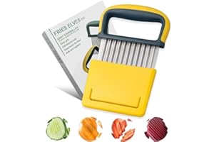 Générique Potato Cutter, Stainless Steel Chip, Wavy Blade, Dishwasher (Yellow)