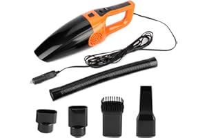 AKOZON Reminnbor Aspirador de Coche de 12V 3600pa Aspirador de Mano portátil seco y húmedo de Doble Uso Colector de Polvo Aspirador de Pelo para Mascotas para la Limpieza del hogar y el automóvil(Naranja)