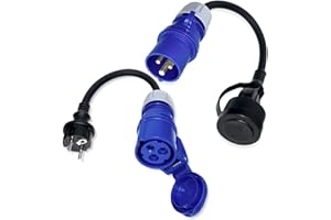 INTUIFLEX Lot de 2 adaptateurs de camping CEE H07RN-F 3G2,5 3 x 2,5 mm 230 V 16 A IP44 - Schuko vers CEE + CEE sur Schuko