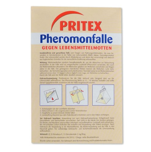 PRITEX Pheromonfalle gegen Lebensmittelmotten – 2 Stück – gegen Speicher-Motten, Mehl Motten - 2
