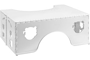 M.J COMFY-LIFE Foldable Toilet Stool - 7 Inch Height Adjustable Squatting Stool for Healthy Poop Posture, Anti-Slip Bathroom Step Stool, Space-Saving Design for Adults & Kids, Supports 500lbs (White)