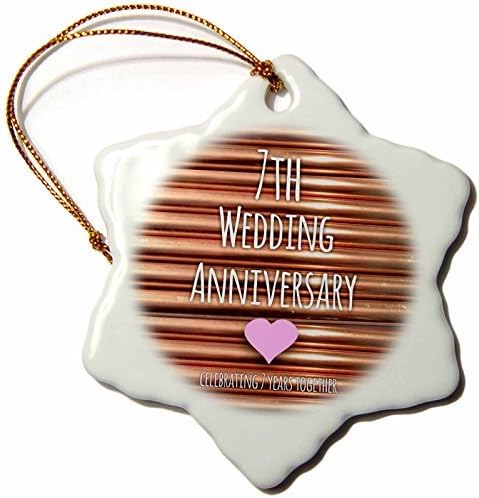 cwb2jcwb2jcwb2j 3-Inch Porcelain Snowflake Decorative Hanging Ornament, 7th Wedding Anniversary Gift Copper Celebrating 7 Years Together
