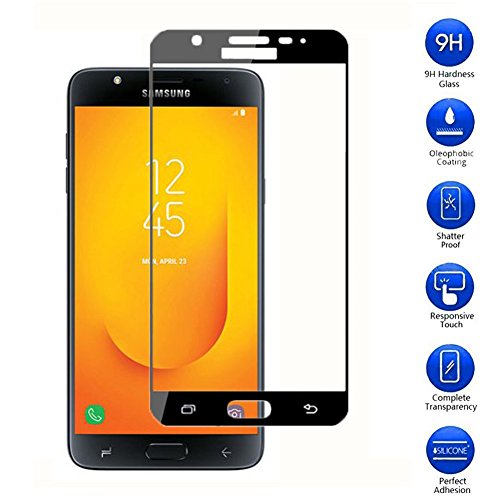 Preisvergleich Produktbild Samsung Galaxy J7 2018 Panzerglas Displayschutzfolie, Vicstar Vollständige Abdeckung Schutzfolie Gehärtetem Glass 9H Härte Anti-Kratzen Anti-Öl Anti-Bläschen Schwarz Kompatibel Schutzfolie für Samsung Galaxy J7 2018
