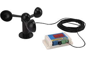 Topyond Dispositivo di Allarme della Velocità del Vento con 3 Pale del Ventilatore Anemometro per Gru a Torre USB 5V ad Alta Precisione, per Uso Esterno, Allarme Intelligente per