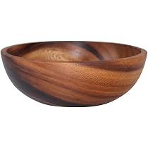 Cuenco De Madera Natural XL 24 X 7.5 Cm - Para Sopa, Arroz, Ensalada, Pasta O Snacks (Color Surtido)