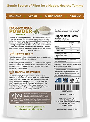Viva Naturals Organic Psyllium Husk Powder, 24 oz