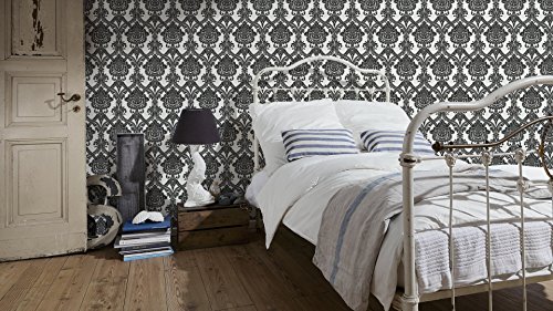 Livingwalls 554949 Vliestapete Flock, Mustertapete, neo-barock, schwarz, weiß - 2