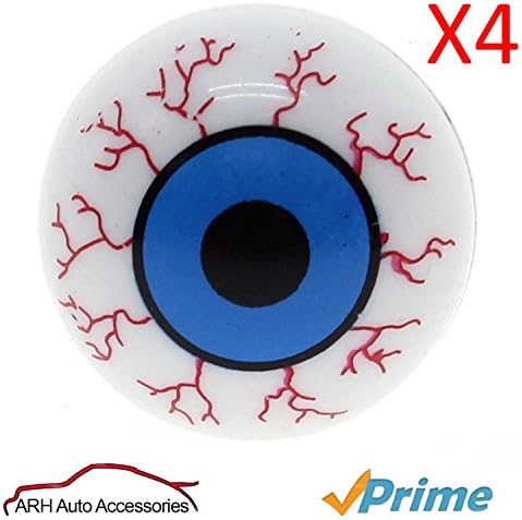 ARH Auto Accessories Eye Ball Dust Caps, Set Of 4 Fits Onto Car, Bike Or Motorbike Valves.