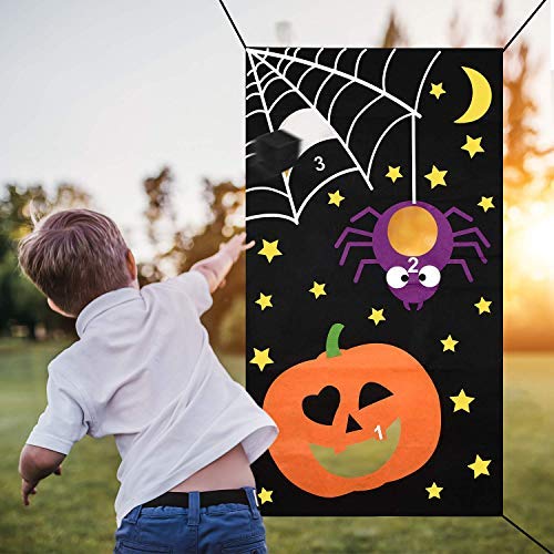 Evance Halloween Bean Bag Toss Jeux Pumpkin Bean Bag Hanging Toss Jeux avec 4 Sacs de fèves pour Les Enfants Party Halloween Décorations (Set C)