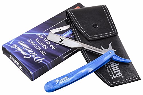 CANDURE - Professionelles Rasiermesser mit gerader Klinge - rasiermesser blau - Traditionelles Rasiermesser + 10 Klingen