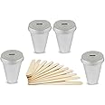 Sensimon Aluminum Reusable Kulfi Cone Mould | Ice Cream Maker V Shape Mould Set of 4 with Ice Cream Stick (7 x 5 x 2.5 cm) | Homemade Ice Cream Mould Silver