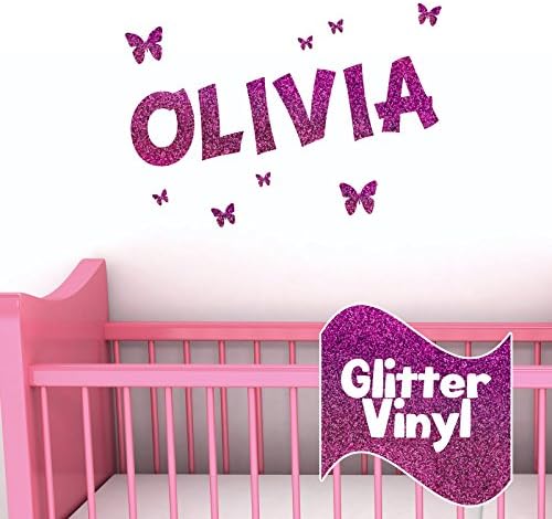 Personalised Glitter Effect Wall Name with Butterflies