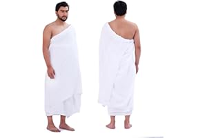 Sweet Needle Ihram Ehram Ahram para Hombres para Hajj y Umrah - 2 Toallas, Blanco - Toallas higiénicas Naturales 100% Puro algodón Peinado 115 x 230 cm