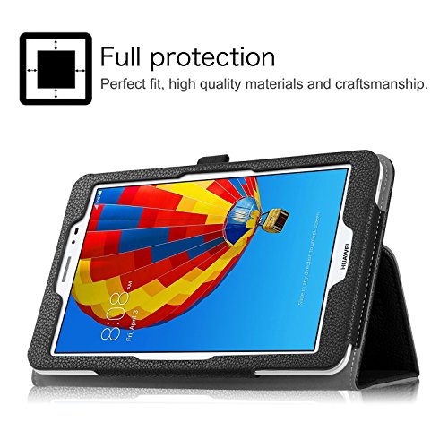 Fintie Huawei MediaPad T1 8.0 Hülle – Slim Fit Kunstleder (Folio) Schutzhülle Tasche Case Cover Standfunktion und Stylus-Halterung für Huawei MediaPad T1 8 Zoll 3G / WiFi Tablet-PC, Schwarz - 7
