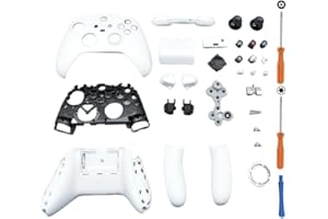 Hzxkqmil Pełny Zestaw Obudowy dla Xbox Series X/S Kontrolera, Wymienna Obudowa Zawiera Pokrywę Rama Środkowa Szyny Boczne Przyciski ABXY Zderzak LB RB Akcesoria (Biały)