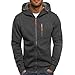Produktbild Challeng Herren Sweatshirt Zip Hoody,Langarmshirt Mode Slim Fit Shirt Heißer Verkauf (L, Dunkelgrau)