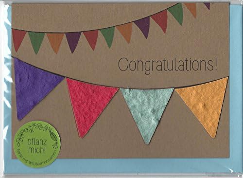 "Congratulations" Greeting card ✿ The pennants dissolve into flowers (seeded paper) ✿ Unique card to pat someone on the back