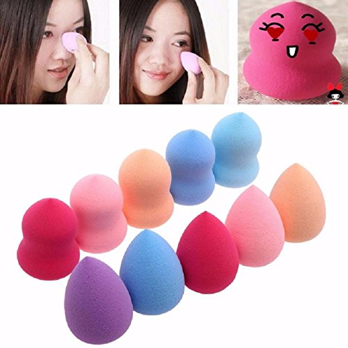 Malloom 10pcs (Color Random Delivery) Pro Beauty Flawless Makeup Blender Foundation Puff Multi Shape Sponges