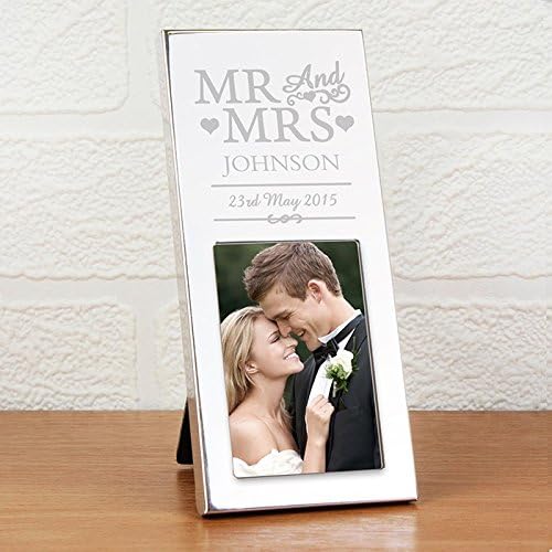 Personalised Small Silver Mr &amp; Mrs 2x3 Frame - Personalised - Photo Frames - Home Gifts