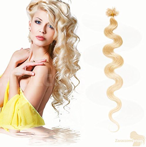 60 White Blond – Keratin U-Tip Bondings Hair Extensions 100% Remy Real Hair Strands 60 cm 1G Weight