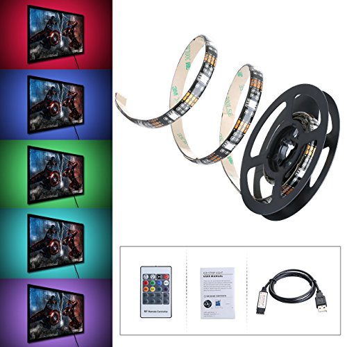 Tiras LED Iluminaci&oacute;n 1m de VicTsing, 300MP RGB Retroiluminado LED, Multicolor Tira de Led Kit Con Mando a distancia, Cable de Alimentaci&oacute;n USB y fuente de alimentaci&oacute;n 12V 2A para el Hogar Decorativo.