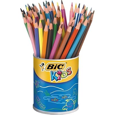 BIC Kids Evolution ECOlutions Crayons de Couleur - Pot à Crayons x60