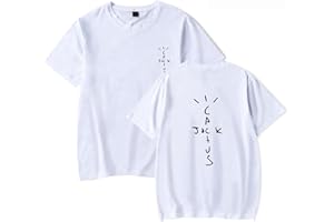 NUTSIE Travis Scott Kurzarm Hip Hop Rap Rundhals T-Shirt, Mode Lässig Lose Sweatshirt Herren Damen Schwarz Top Oversize