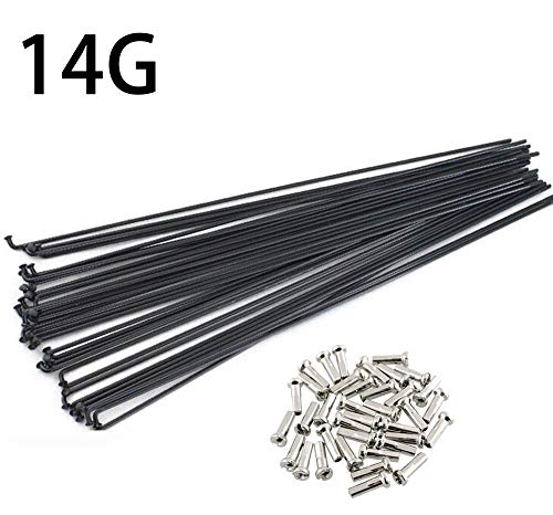 BIKECO Vélo Parle 36pcs vélo Parle 14G J Bend Acier Rayons vélo avec mamelons 253mm-294mm