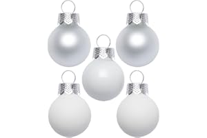 INGE-GLAS Inge Glas Magic Mini-Weihnachtskugeln 2cm 25 Stück | kleine Christbaumkugeln in Karton-Box (Just White | weiß Glanz matt)