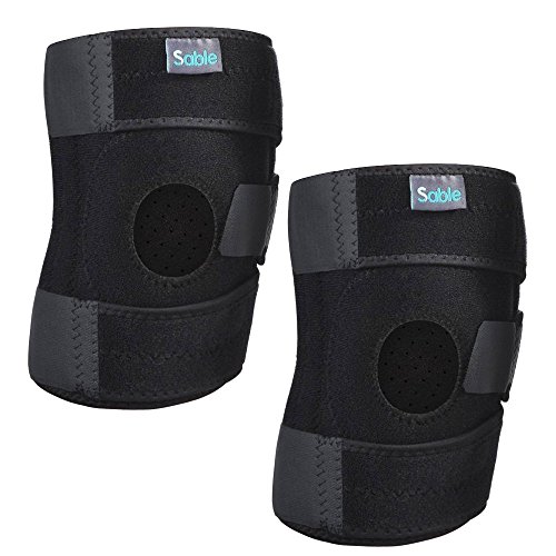 Rodillera Rotuliana Antideslizante Sable, Rodillera Deportiva Ajustable Estabilizadora para menisco, crossfit, motocross, voleibol, trabajo, fútbol, ortopédicas, baloncesto, artritis, ACL (Rótula abierta con tejido transpirable, Pack de 2)