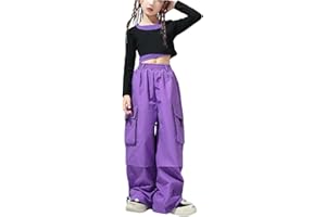 VUNCIO Pantalon Cargo Adolescente Enfant Fille 3-14 Ans Ample Pantalon Fille Large Taille Elastique avec Cordon De Serrage Printemps Chic Confortable Casual Sport Jogging Streetwear