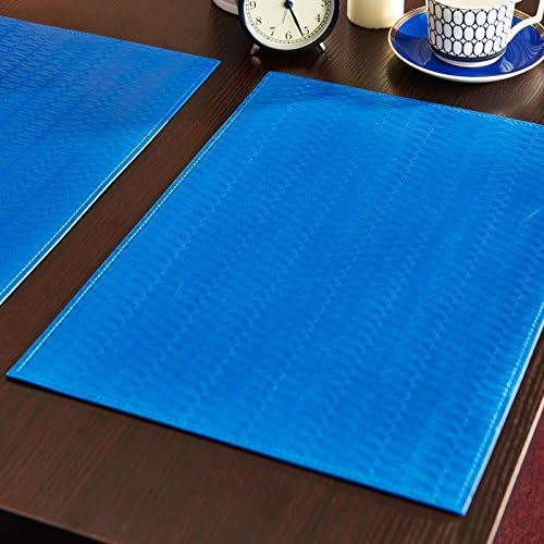 X&amp;L Rectangular heat pad Western leather table mat European Continental table mats for household hotel restaurant party , blue
