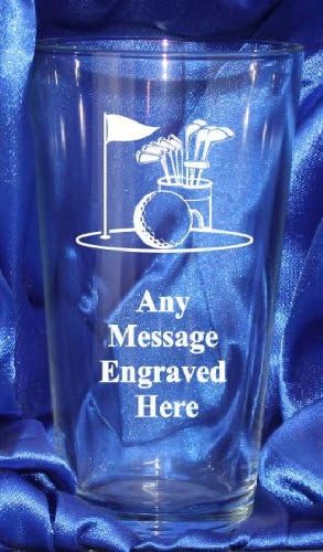Pint Glass Engraved Golf PG201 in Silk Lined Gift Box [Custom]