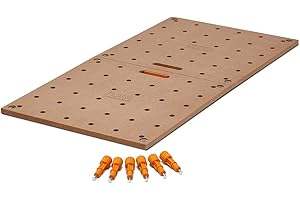 BORA Centipede Table Top for Bora Centipede Work Stand Saw Horses 24" x 48", Includes Wood Top with 20mm Dog Holes + 6 Quick-Twist Lock Handles for Portable Quick Setup Work Bench, CK22TM
