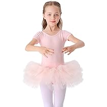 Bezioner Justaucorps Danse Fille Avec Jupe Tutu Gradient - Robe Ballet Classique Manches Courtes Pour Petites Princesses