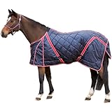 Kerbl 323631 Stall-Pferdedecke 220 g, 135 cm, schwarz / rot-weiß eingefasst