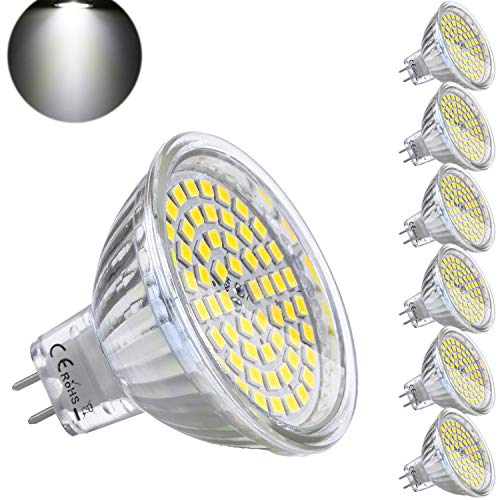 Preisvergleich Produktbild Yafido 6er GU5.3 LED Kaltweiß MR16 12V 5W Ersatz für 35W Halogen Lampen GU5.3 6000K 450 Lumen Kaltweiß Birne Leuchtmittel 120°Abstrahwinkel Spot Nicht-Dimmbar Ø50 x 48 mm