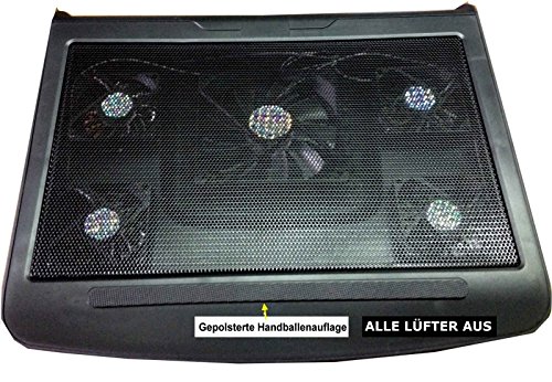 Trendsky® JUMBO NOTEBOOK LAPTOP KÜHLER COOLER KÜHLPAD STÄNDER 5 x LÜFTER I 2 x USB PORTS I COOLPAD FÜR 10 – 17″ ZOLL NOTEBOOKS - 4