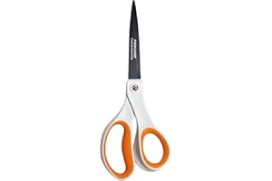‎FISKARS Fiskars Antihaft-Universalschere, Länge: 21 cm, Titan-Beschichtung/Rostfreie Stahl-Klinge/Kunststoff-Griffe, Weiß/Orange, 1004721