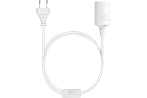 kwmobile Cavo Porta Lampada con Interruttore - Filo Elettrico Portalampada 3,5m per Lampadina E27 con Spina a due Poli per Attacco Corrente - Bianco