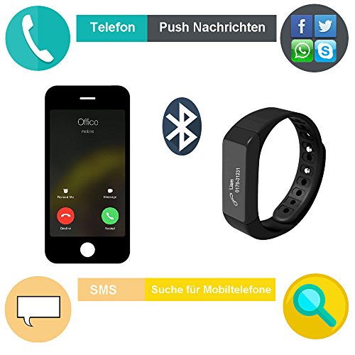 i5 Pro Schrittzähler,Schlafüberwachung,Deutsche Bedienungsanleitung, App und Service – fitness tracker – aktivitätstracker – smart bracelet – Smartwatch für Android Smartphone wie iPhone,Huawei,Samsung, HTC, Sony, sowie usw. Schlafanalyse, Push-Message und Anrufer – ID Benachrichtigung - 3