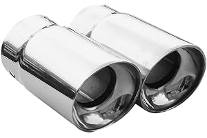BOLOROMO Auspuffblende Doppelrohr Endrohr Edelstahl Auto Endrohrblenden Auspuffendrohr Auspuffrohr Tuning Universell Schalldampf Blende Sport Rund Chrom Auspuffspitzen