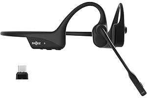 SHOKZ Auricolari OpenComm2 UC 2025 Upgrade a conduzione ossea con adattatore USB-C, auricolari Bluetooth open-ear per l'attenuazione del rumore, wireless, 16 ore di conversazione, Segnalibri, Nero